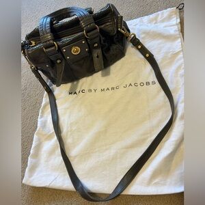 Marc by Marc Jacobs grey patent leather crocked satchel and crossbody.